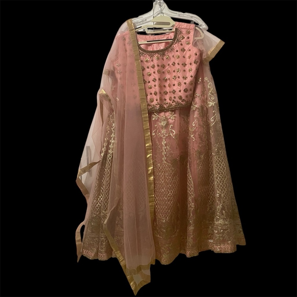 Pink and gold lehenga